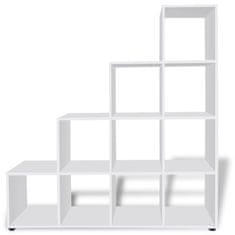 Vidaxl Regál na knihy/policový regál v tvare schodov 142 cm, biely