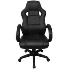 Vidaxl Čierne kancelárske kreslo z umelej kože v podobe pretekárskeho sedadla
