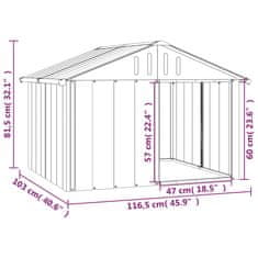 Vidaxl Búda pre psa sivá 116,5x103x81,5 cm pozinkovaná oceľ