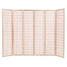 Vidaxl Skladací paraván so 6 panelmi,japonský štýl 240x170cm, prírodný