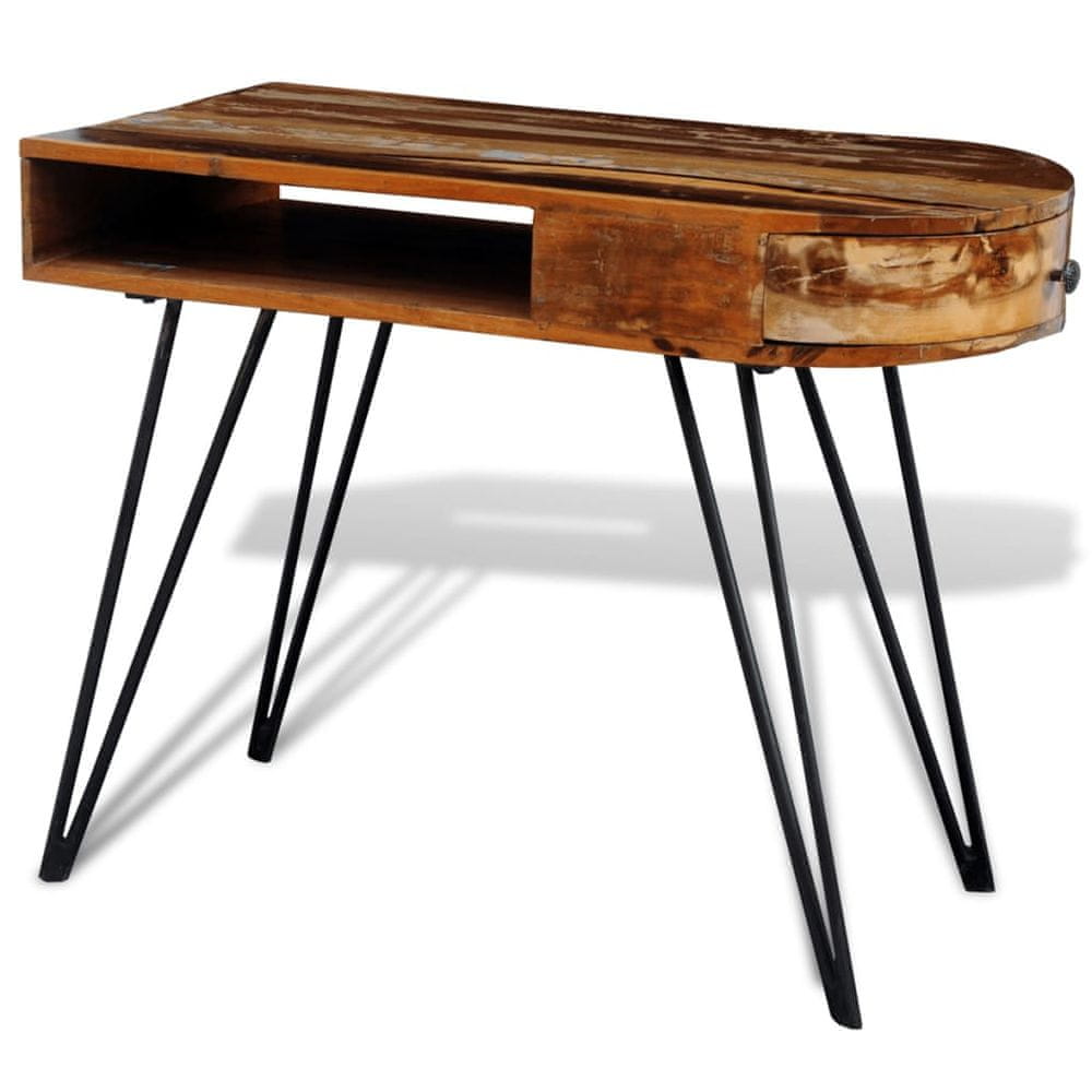 Petromila vidaXL Písací stôl, recyklovaný masív, železné nohy