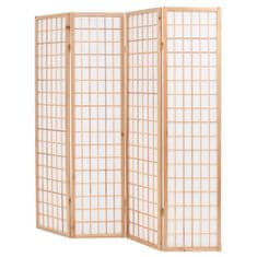 Vidaxl Skladací paraván so 4 panelmi,japonský štýl 160x170cm, prírodný