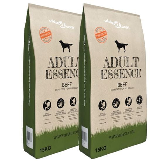 Vidaxl Prémiové psie krmivo Adult Essence Beef 2ks 30kg