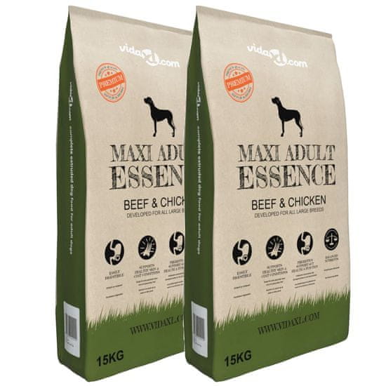 Vidaxl Prémiové psie krmivo Maxi Adult Essence Beef & Chicken 2ks 30kg