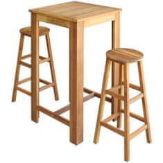 Vidaxl Súprava barového stola a stoličiek, 3 ks masívne akáciové drevo