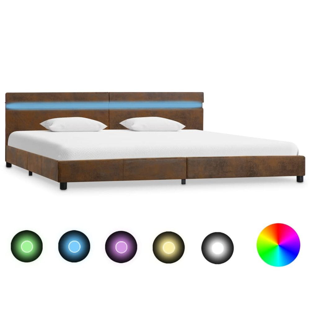 Petromila vidaXL Rám postele s LED svetlom hnedý 180x200 cm látkový