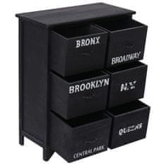 Vidaxl Príručná skrinka so 6 zásuvkami čierna 60x30x75 cm drevo paulovnie