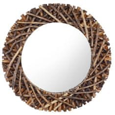 Petromila vidaXL Nástenné zrkadlo 60 cm teakové drevo okrúhle