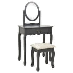 Vidaxl Toaletný stolík so stoličkou sivý 65x36x128 cm drevo paulovnie MDF