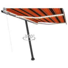 Vidaxl Automatická markíza,LED a senzor vetra 350x250cm,oranžová/hnedá