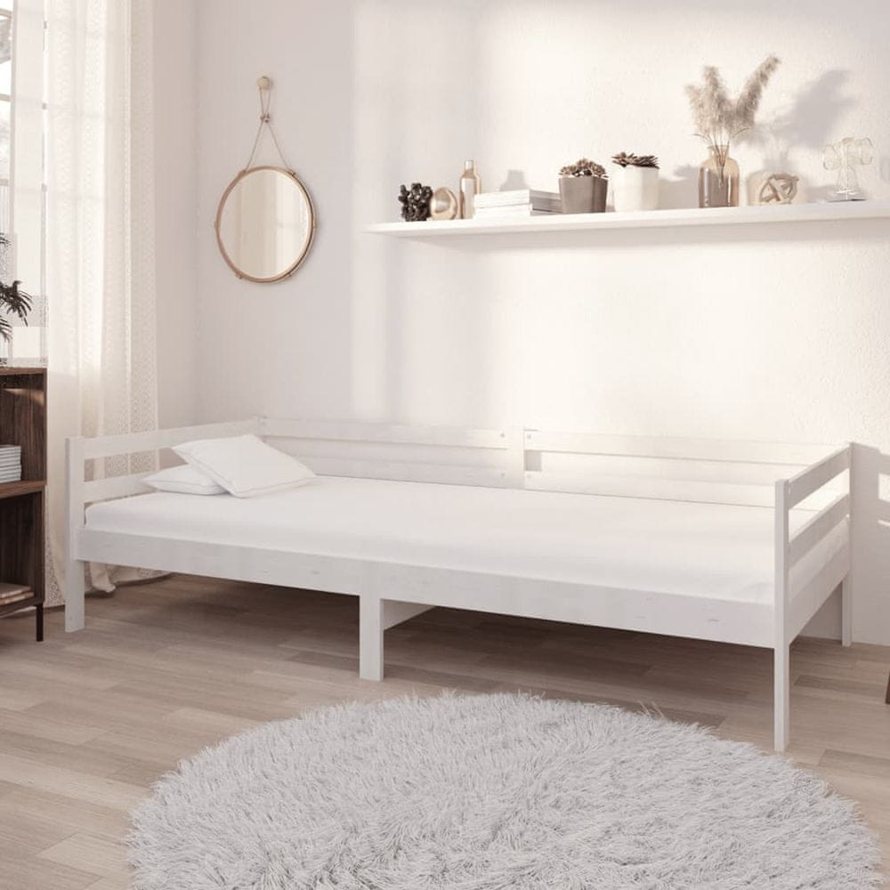 Petromila vidaXL Denná posteľ s matracom 90x200 cm, biela, borovicový masív