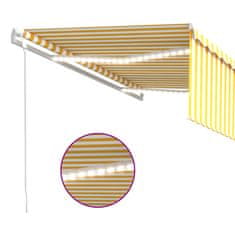 Petromila vidaXL Automatická markíza tienidlo&LED&senzor vetra 4x3m žlto-biela 