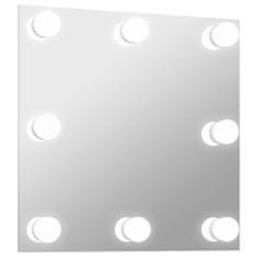 Vidaxl Nástenné zrkadlo s LED svetlami štvorcové sklo