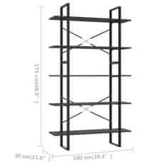 Petromila vidaXL Knižnica s 5 policami, sivá 100x30x70 cm, kompozitné drevo