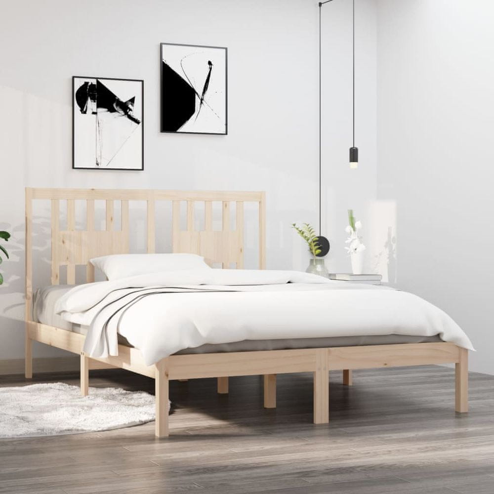 Vidaxl Rám postele, masívne drevo, 135x190 cm, dvojlôžko