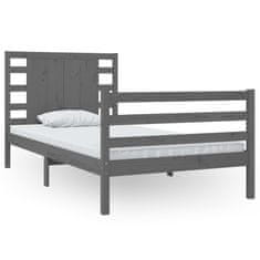 Vidaxl Rám postele, sivý, masívne borovicové drevo, 90x200 cm