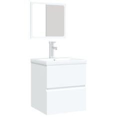Vidaxl Kúpeľňová skrinka s umývadlom a zrkadlom biela