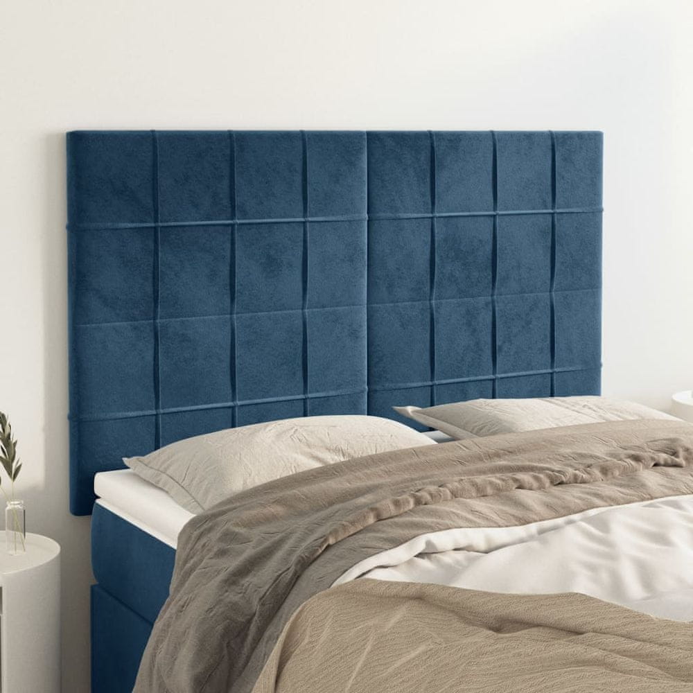 Vidaxl Čelá postele 4 ks modré 72x5x78/88 cm zamat