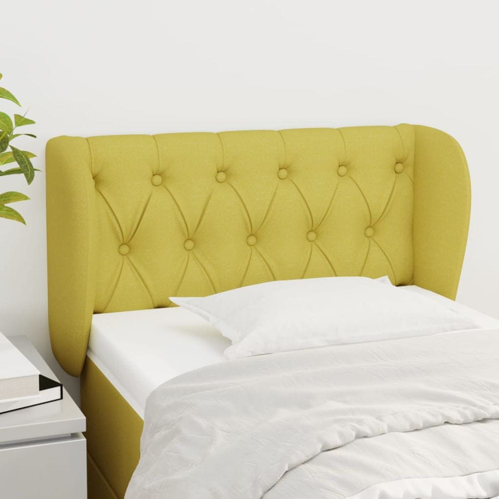 Vidaxl Čelo postele so záhybmi zelený 83x23x78/88 cm látka