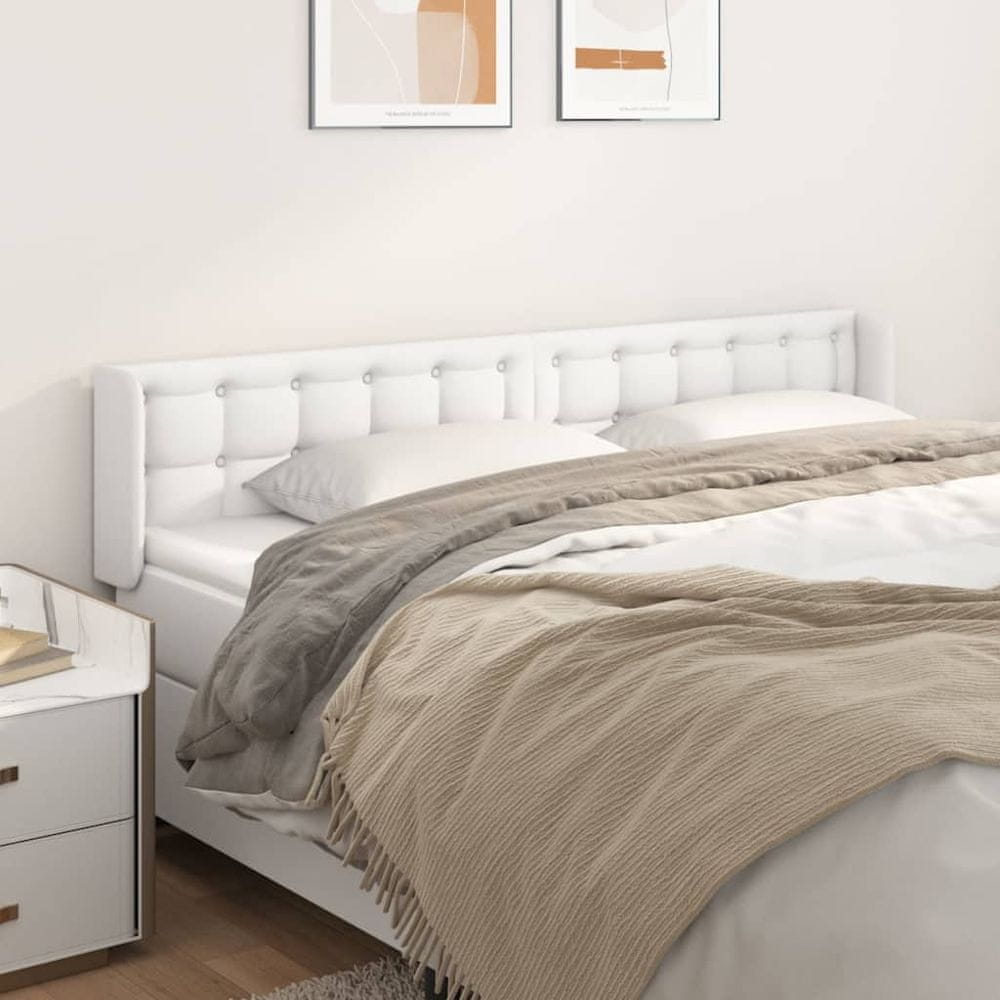 Vidaxl Čelo postele so záhybmi biely 203x16x78/88 cm umelá koža