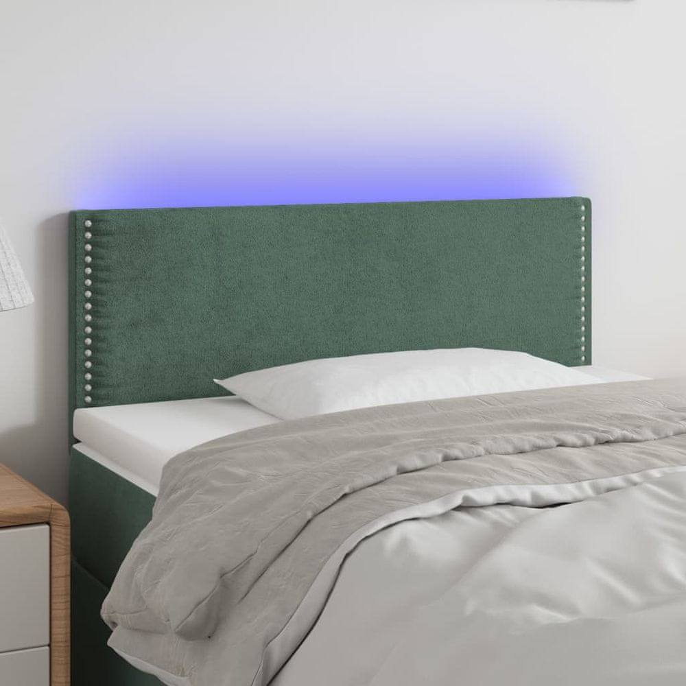 Vidaxl Čelo postele s LED tmavozelené 80x5x78/88 cm zamat