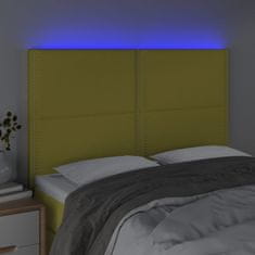 Vidaxl Čelo postele s LED zelené 144x5x118/128 cm látka