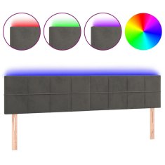 Vidaxl Čelo postele s LED tmavosivé 180x5x78/88 cm zamat