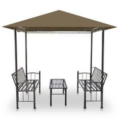 Vidaxl Záhradný altánok so stolom a lavicami 2,5x1,5x2,4 m sivohnedý 180 g/m²