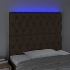 Vidaxl Čelo postele s LED tmavohendé 90x7x118/128 cm látka