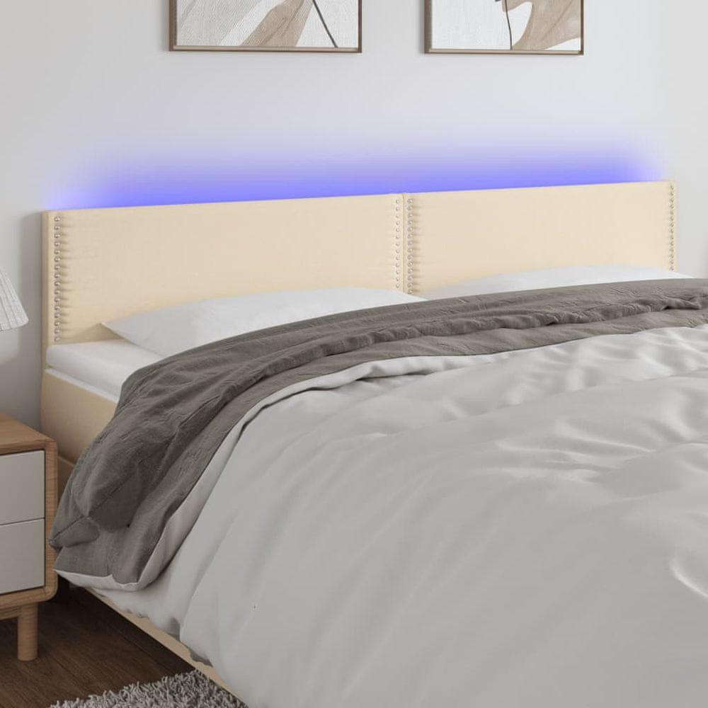 Vidaxl Čelo postele s LED krémové 160x5x78/88 cm látka