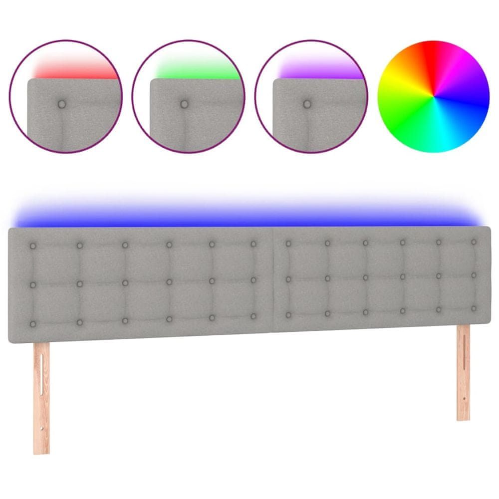 Vidaxl Čelo postele s LED bledosivé 180x5x78/88 cm látka