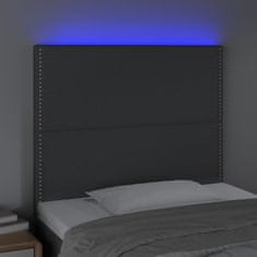 Vidaxl Čelo postele s LED tmavosivé 90x5x118/128 cm látka