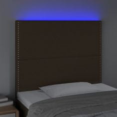 Vidaxl Čelo postele s LED tmavohendé 90x5x118/128 cm látka