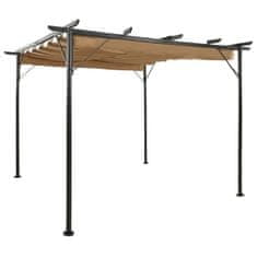 Vidaxl Pergola so zaťahovacou strechou sivohnedá 3x3 m oceľ 180 g/m2