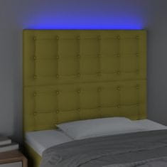 Vidaxl Čelo postele s LED zelené 90x5x118/128 cm látka