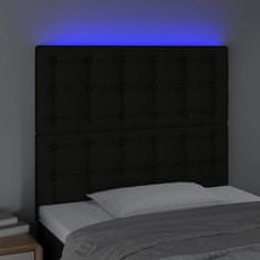 Vidaxl Čelo postele s LED čierne 80x5x118/128 cm látka