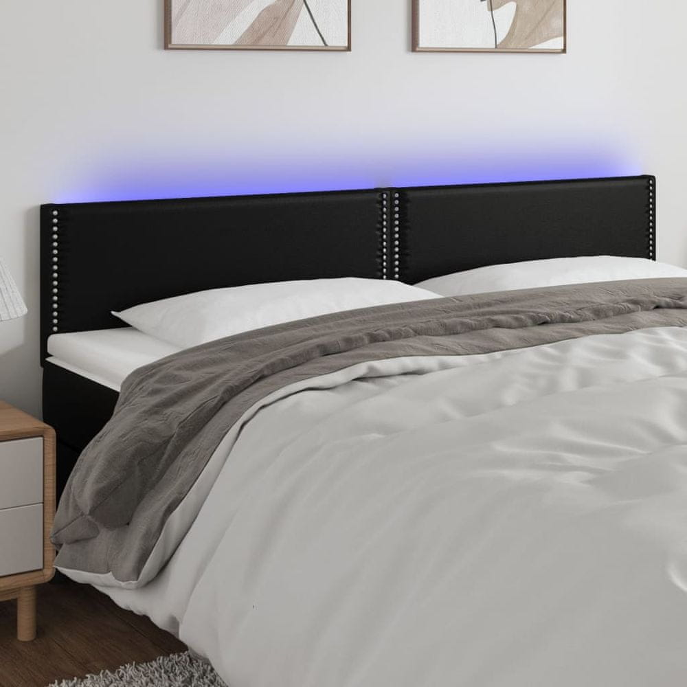 Vidaxl Čelo postele s LED čierne 180x5x78/88 cm umelá koža