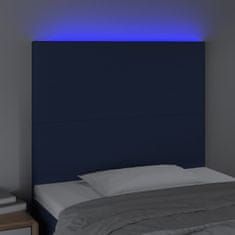 Vidaxl Čelo postele s LED modré 90x5x118/128 cm látka