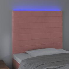 Vidaxl Čelo postele s LED ružové 100x5x118/128 cm zamat