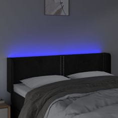 Vidaxl Čelo postele s LED čierne 147x16x78/88 cm zamat