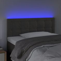 Vidaxl Čelo postele s LED tmavosivé 80x5x78/88 cm zamat