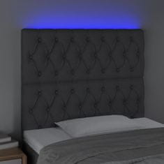 Vidaxl Čelo postele s LED tmavosivé 90x7x118/128 cm látka