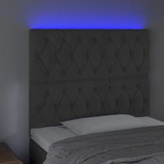 Vidaxl Čelo postele s LED tmavosivé 100x7x118/128 cm zamat