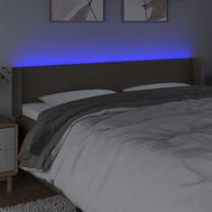 Vidaxl Čelo postele s LED sivohnedé 203x16x78/88 cm látka