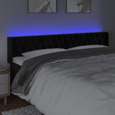 Vidaxl Čelo postele s LED čierne 203x16x78/88 cm zamat