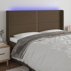 Vidaxl Čelo postele s LED tmavohendé 163x16x118/128 cm látka