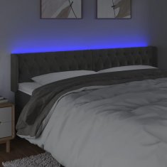 Vidaxl Čelo postele s LED tmavosivé 183x16x78/88 cm zamat