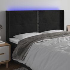 Vidaxl Čelo postele s LED čierne 163x16x118/128 cm zamat