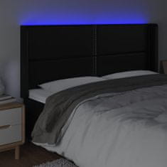 Vidaxl Čelo postele s LED čierne 203x16x118/128 cm umelá koža