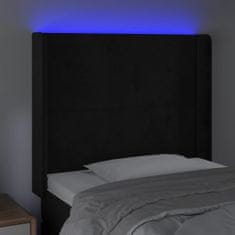 Vidaxl Čelo postele s LED čierne 103x16x118/128 cm zamat